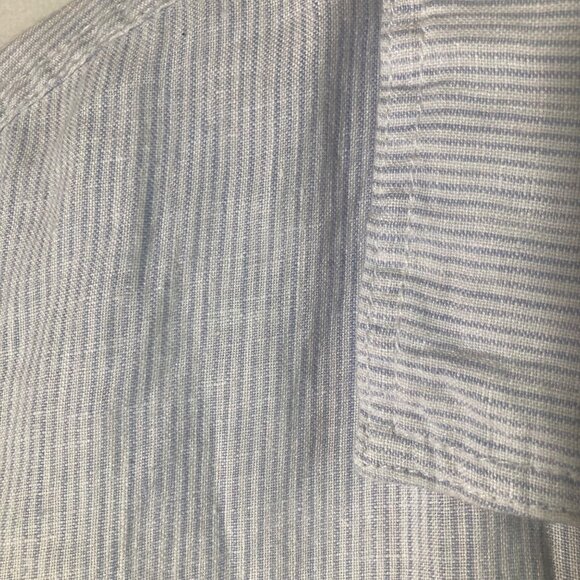 Womens Jones & Co Striped Linen Jacket White Blue 1X Linen Pockets - Picture 8 of 10